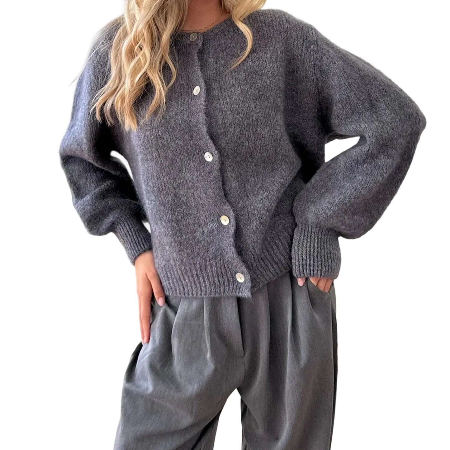 Gebreid Vest Lange Mouw